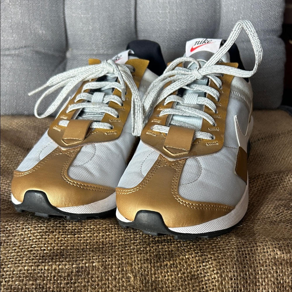 Nike Metallic Gold and Light Gray Sneakers